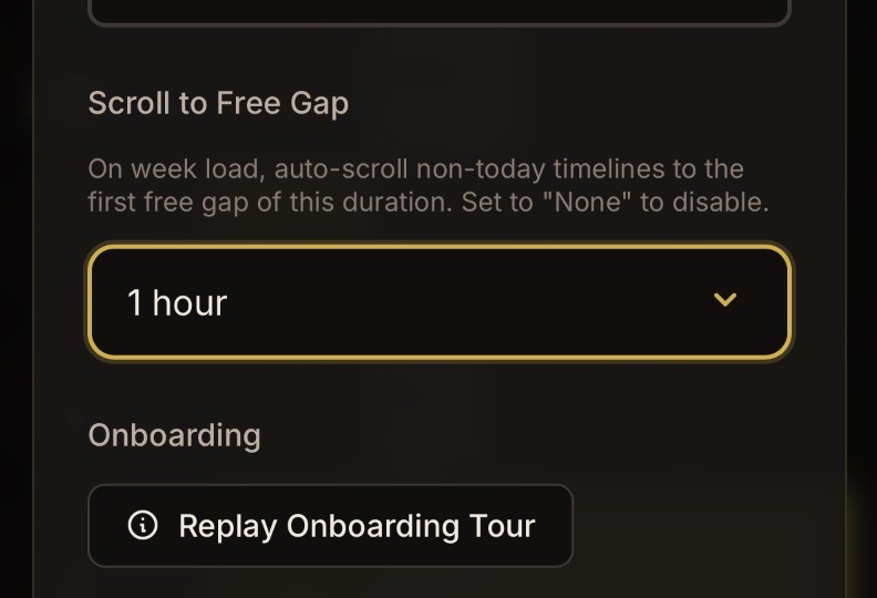 Smart free gap scroll showing available time slots